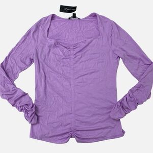 INC International Concepts Women's Lavender Ruched Blouse